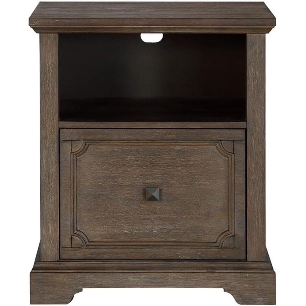 File Cabinet Lateral - アンティークグレーのキャスター付き横型ファイルキャビネット