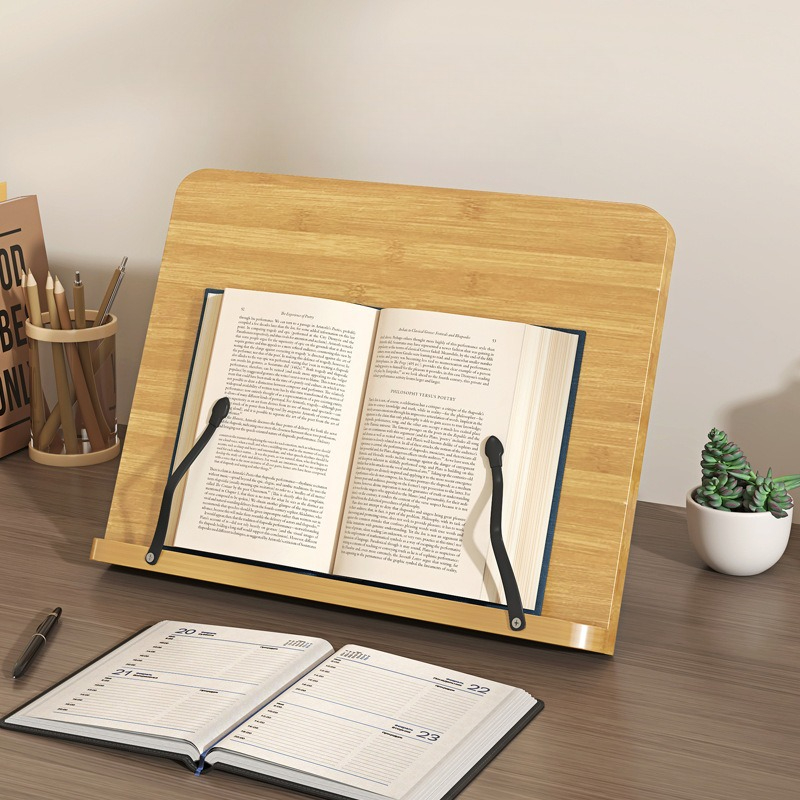 Adjustable Laptop Table - 木製読書用ブックスタンド、多機能ラップトップサポート、8段階調節可能なスタンド