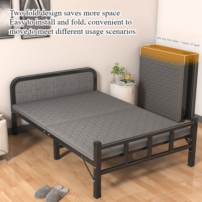 Office Furniture Rental - シングル折りたたみベッド オフィス昼休み用 家庭用シンプルな鉄製フレーム ハードボードベッド 仮眠用レンタルルーム エスコートベッド