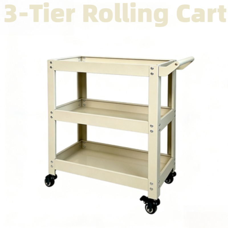 Book Cart Rolling - 3段式メタル収納カート、多機能ローリングトロリー、キッチン、スナック、書籍、植物、ガレージ用