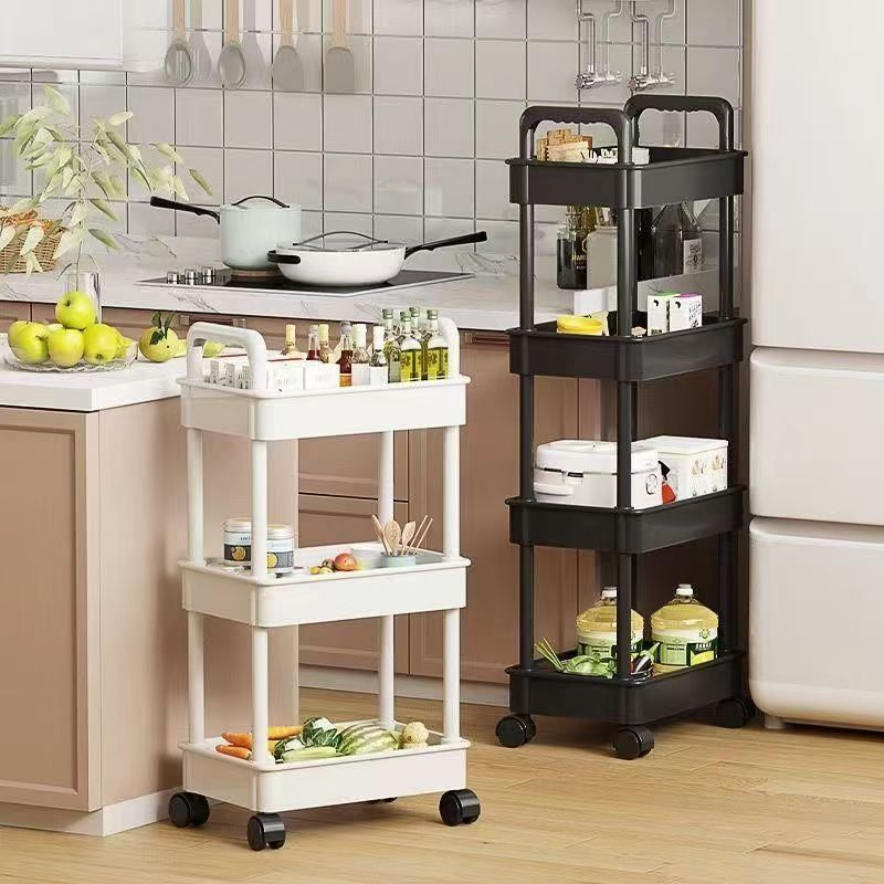 Book Cart Rolling - キッチン多機能ローリングカート、3/4/5段モバイル収納棚、パントリー、スナック、果物、本用、ホームオーガナイザートロリー