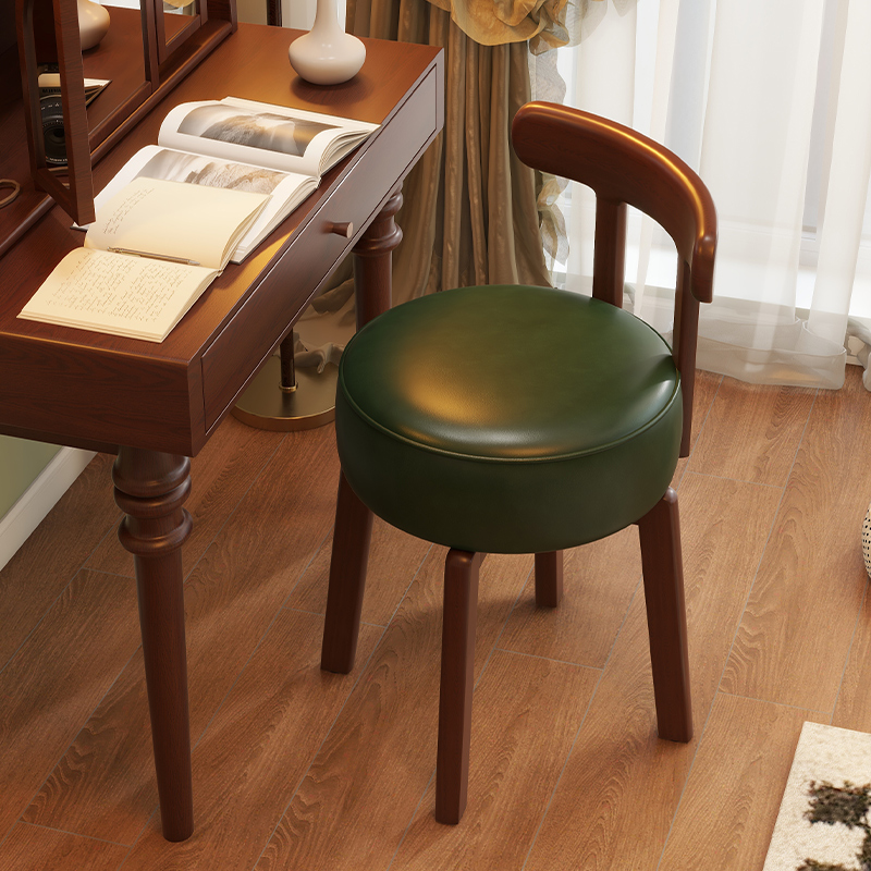 Office Furniture Home - 無垢材回転式ドレッシングチェア、革製クッション、寝室用ドレッシングチェア、無垢材背もたれ付きチェア、オフィスデスクと椅子