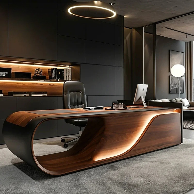 Office Furniture Rental - 新しい中国製木製モダンシンプルエグゼクティブデスク（引き出し付き）高級ボスデスク
