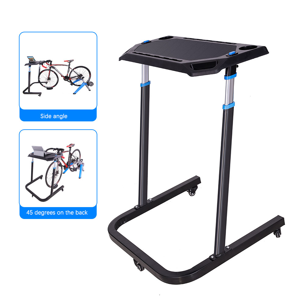 Adjustable Laptop Table - OEM工場製の高さ調節可能なポータブルラップトップトレーナーテーブル、自転車ラック付きサイクリングデスク