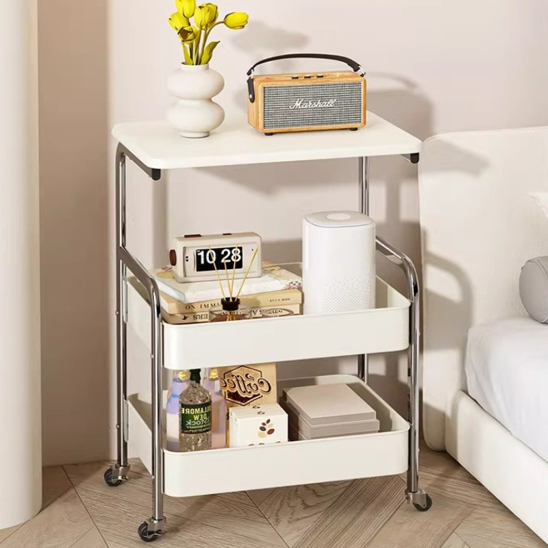Book Cart Rolling - ローリングユーティリティカートオーガナイザートロリー、スナック、書籍、化粧品、寝室用の車輪付きナローラックシェルフ収納タワー