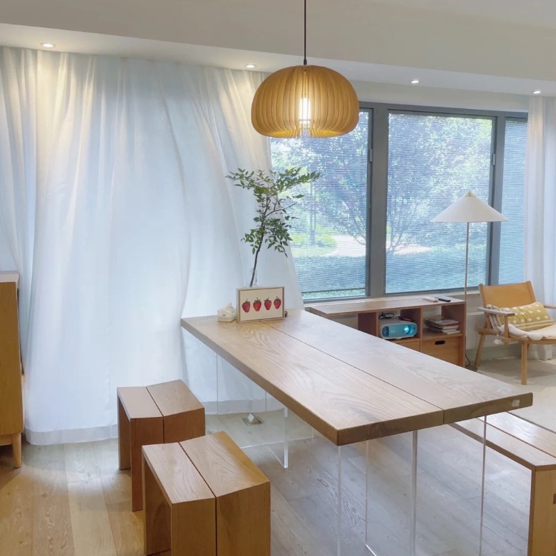 北欧無垢材アクリルフローティングテーブルモダンシンプルスタデ - Office Furniture Home のレビューと価格