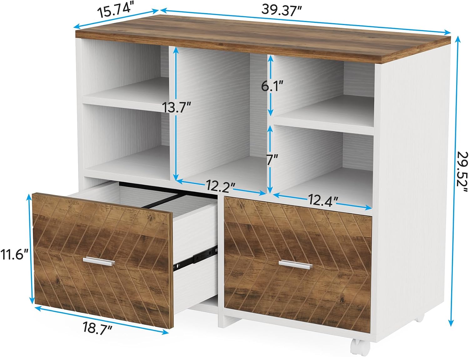 2段引き出し木製ファイルキャビネット、レターサイズのファイル - File Cabinet Lateral のレビューと価格