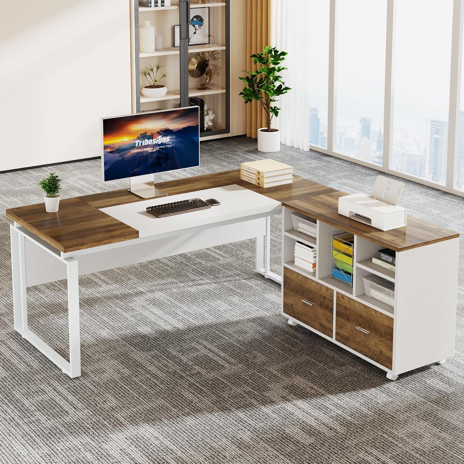 2段引き出し木製ファイルキャビネット、レターサイズのファイル - File Cabinet Lateral のレビューと価格