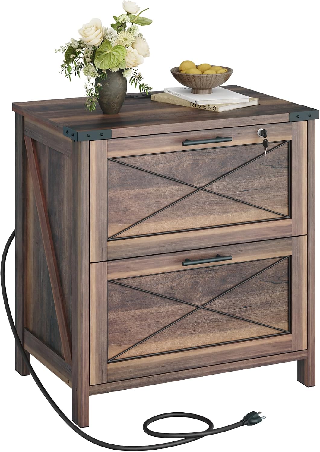 木製横型ファイルキャビネット、2段引き出しファイルキャビネッ - File Cabinet Lateral のレビューと価格