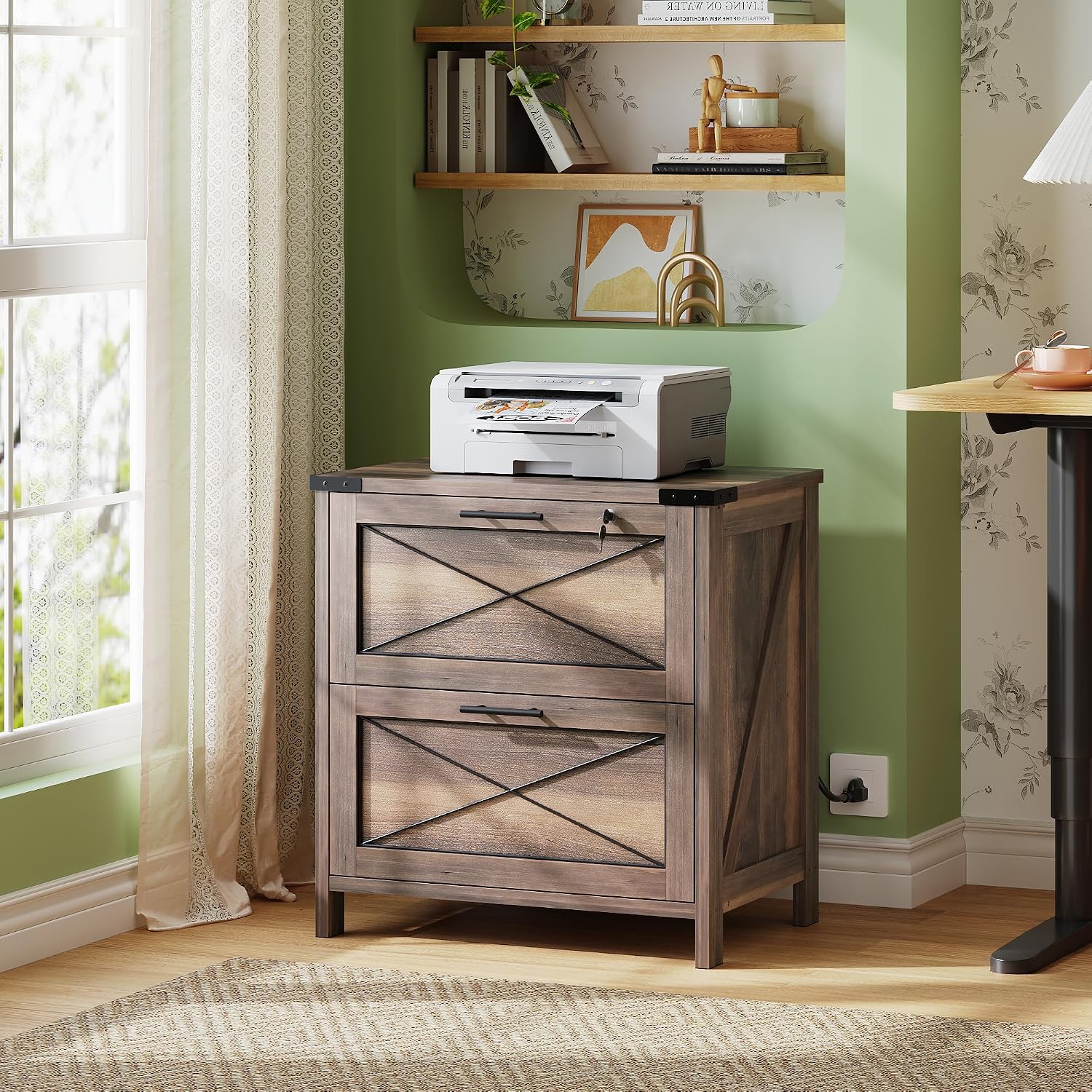 木製横型ファイルキャビネット、2段引き出しファイルキャビネッ - File Cabinet Lateral のレビューと価格