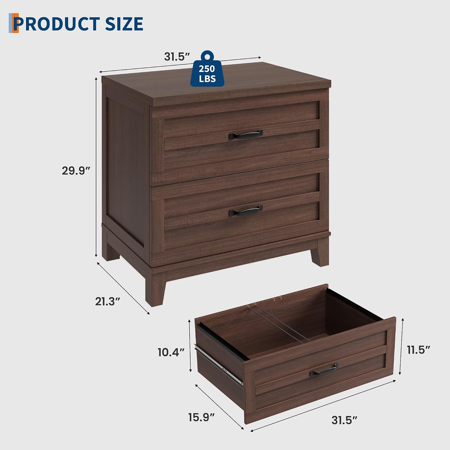 Garvee 2段引き出しファームハウス横型ファイルキャビネ - File Cabinet Lateral のレビューと価格