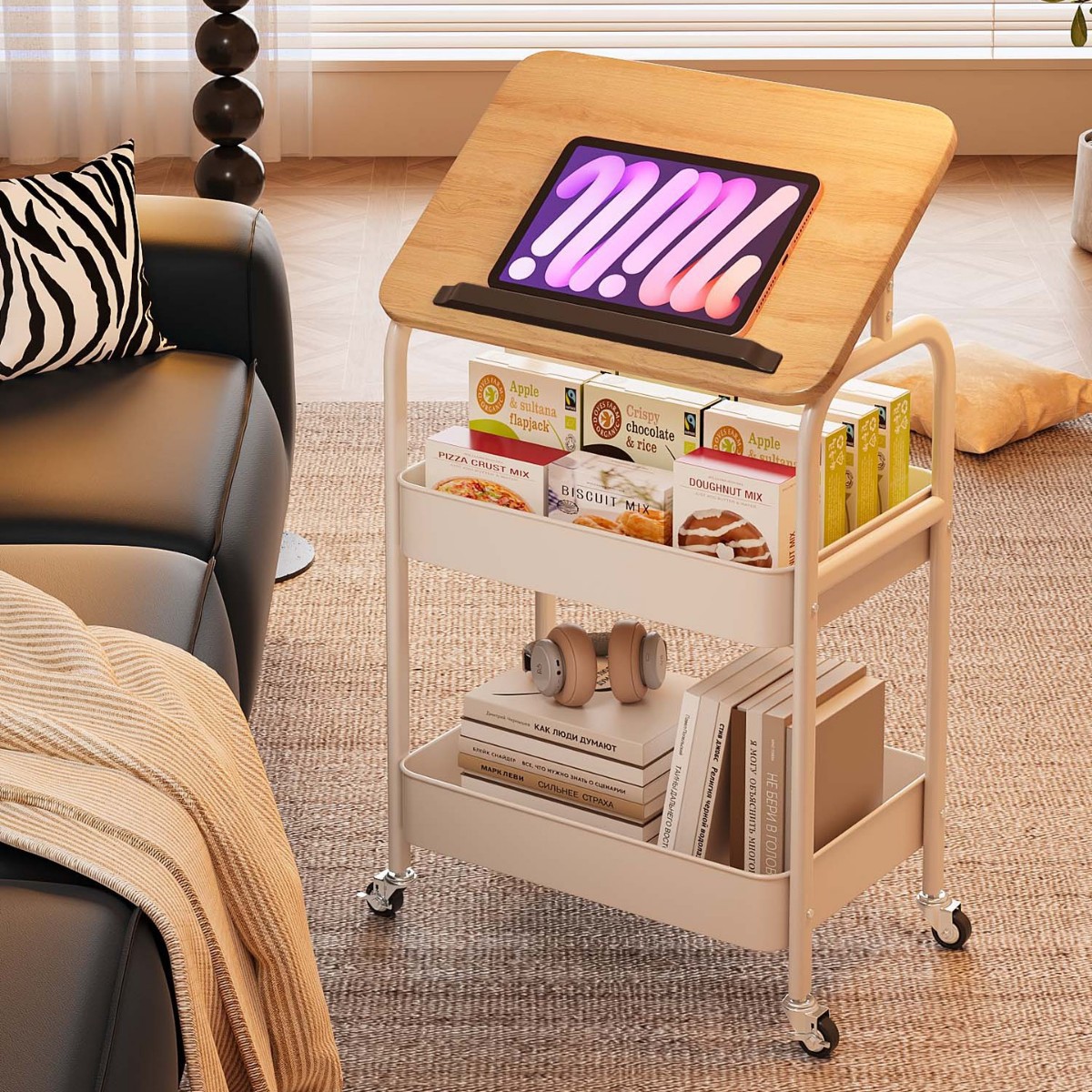 ポータブルユーティリティローリングカート、ホイール付き、頑丈 - Book Cart Rolling のレビューと価格