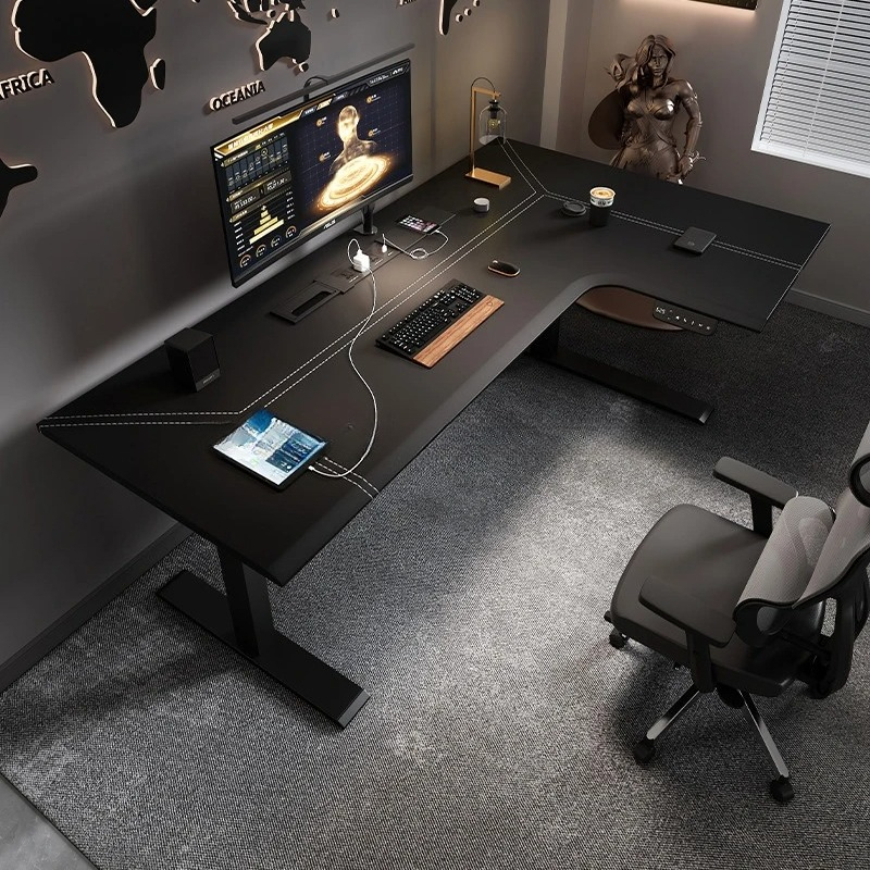 7 形状大型ボスオフィスデスク電動高さ調節可能なコンピュータ - Office Furniture Rental のレビューと価格