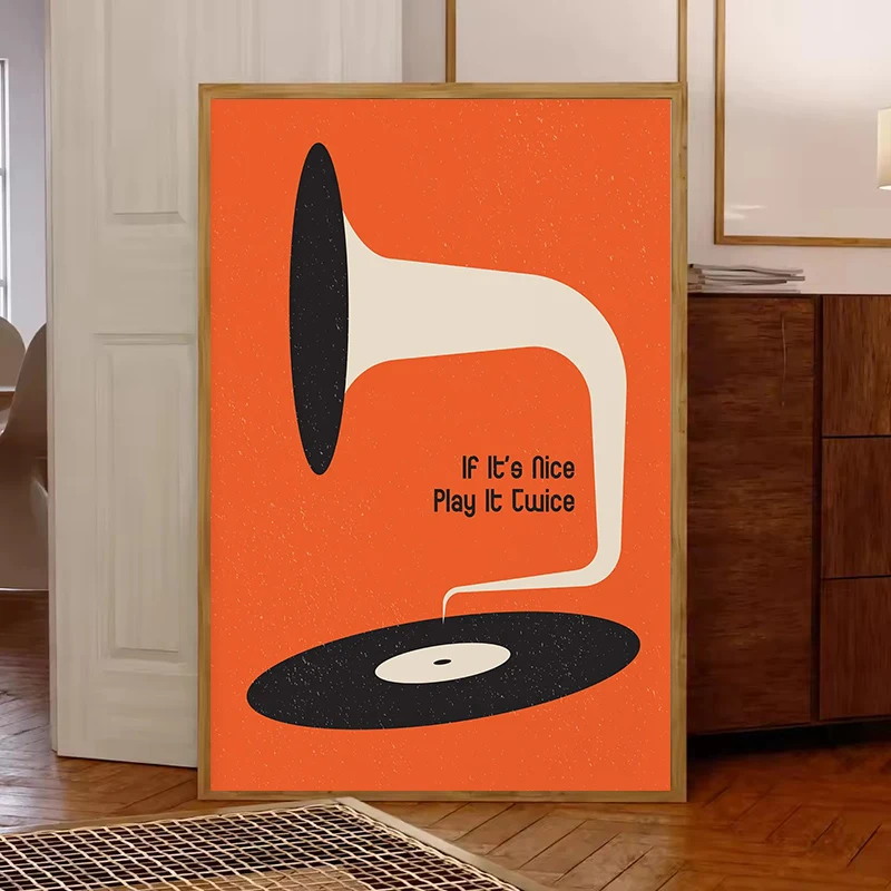 ミッドセンチュリービニールレコードキャンバスウォールアートプ - Office Furniture Home のレビューと価格