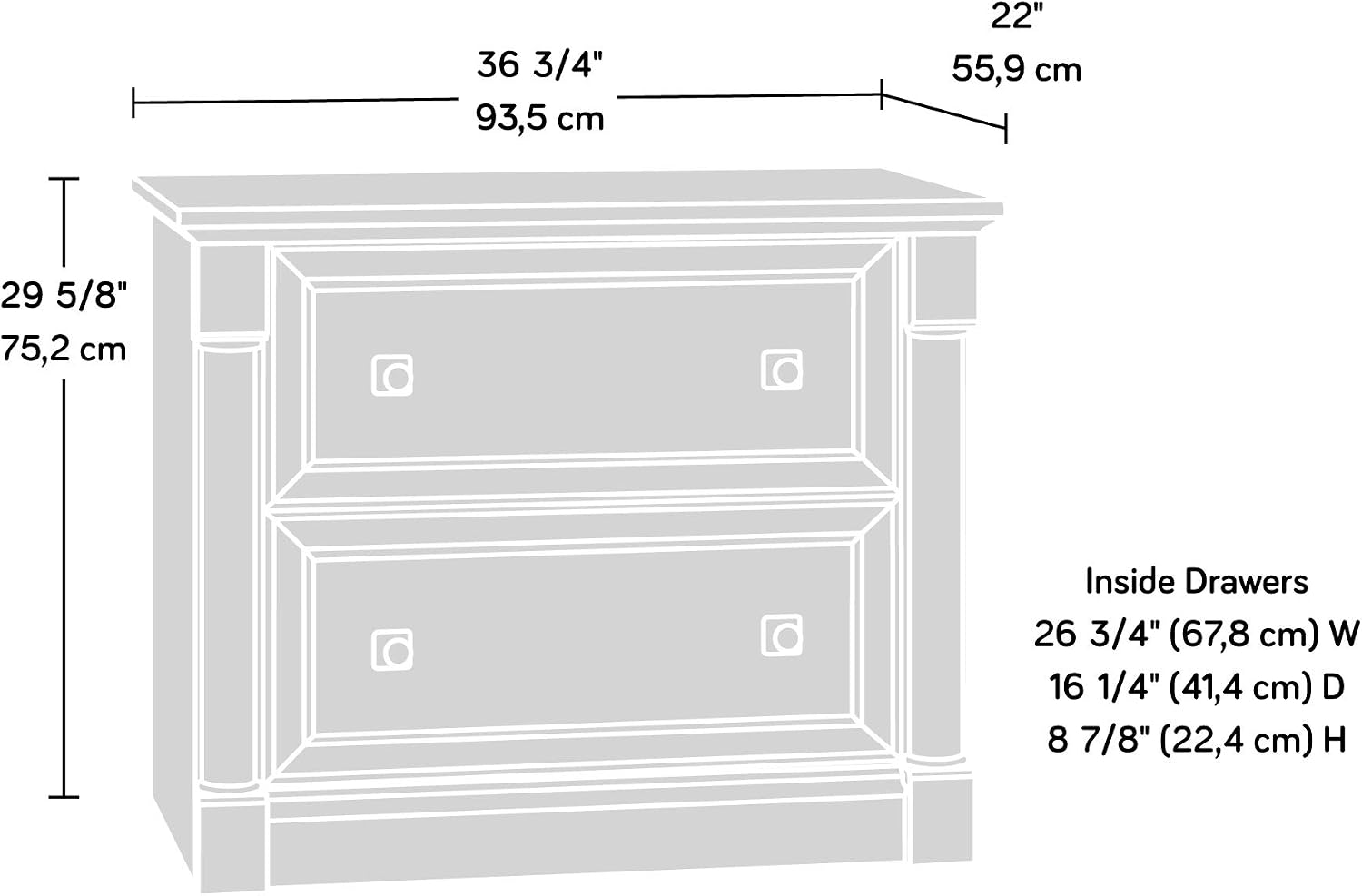 Palladia 2 引き出しファイルキャビネット、ホームオ - File Cabinet Lateral のレビューと価格