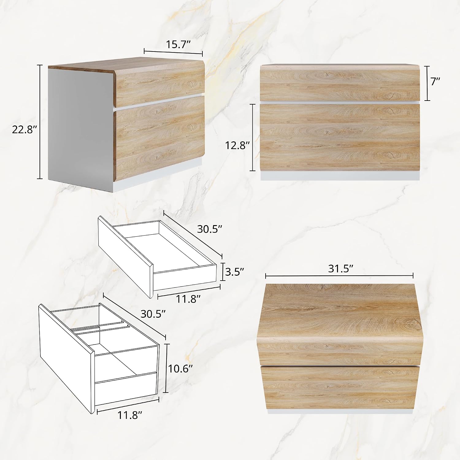 ホームオフィス用2段横型ファイルキャビネット、幅31.5イン - File Cabinet Lateral のレビューと価格