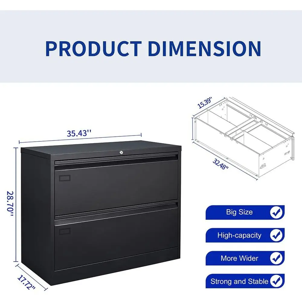 ロック付き横型ファイルキャビネット、大型金属製収納キャビネッ - File Cabinet Lateral のレビューと価格