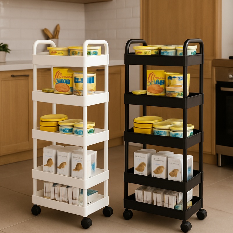 キッチン、果物、スナック、野菜、書籍の整理に便利な5段式キャ - Book Cart Rolling のレビューと価格