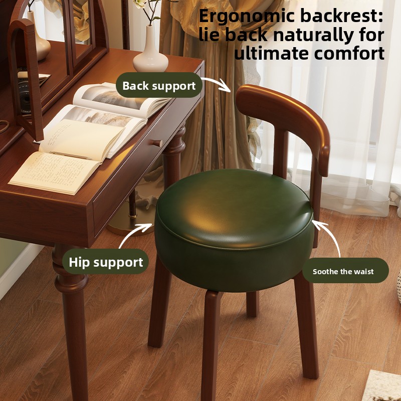 無垢材回転式ドレッシングチェア、革製クッション、寝室用ドレッ - Office Furniture Home のレビューと価格