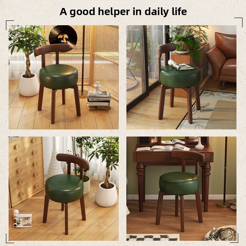 無垢材回転式ドレッシングチェア、革製クッション、寝室用ドレッ - Office Furniture Home のレビューと価格