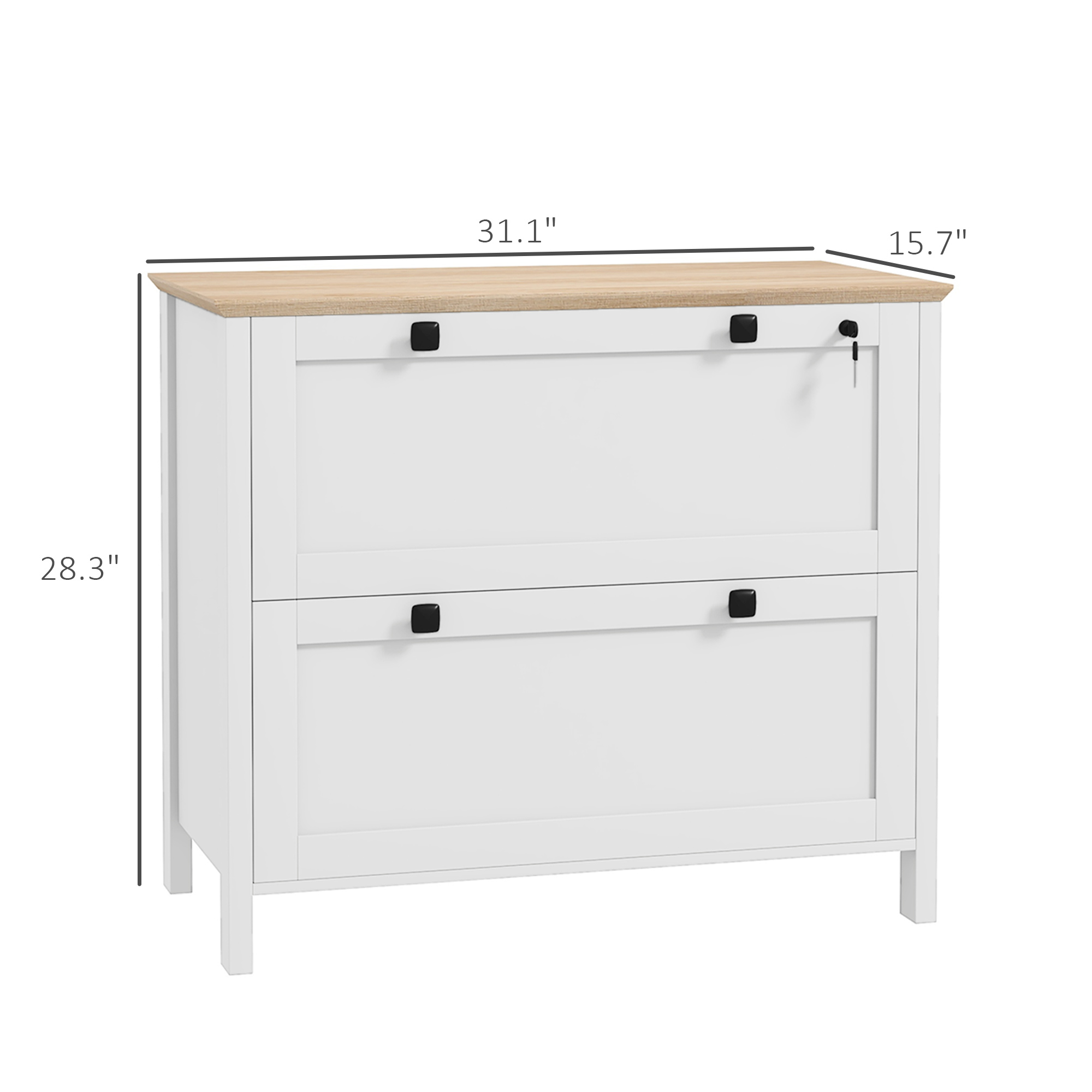 2段引き出しファイルキャビネット（ロック付き）、鍵付き横型フ - File Cabinet Lateral のレビューと価格