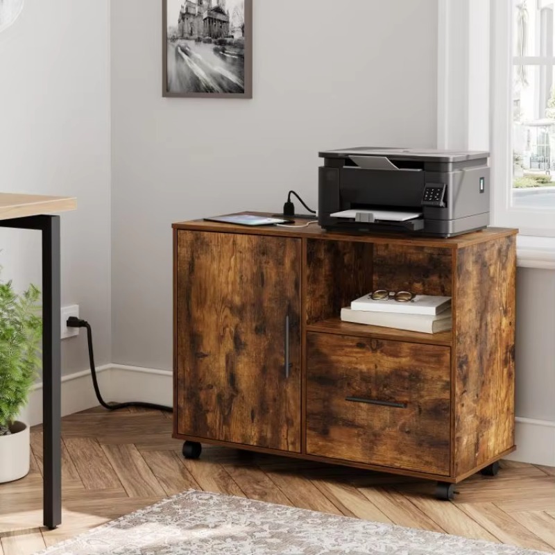 # 木製オフィスファイルキャビネット、充電ステーション付き木 - File Cabinet Lateral のレビューと価格