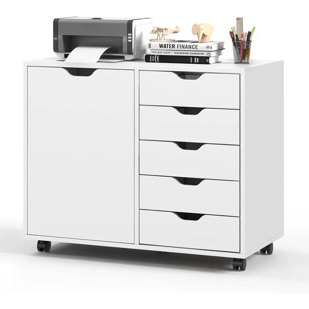 5段引き出し横型ファイルキャビネット、キャスター付き、調節可 - File Cabinet Lateral のレビューと価格