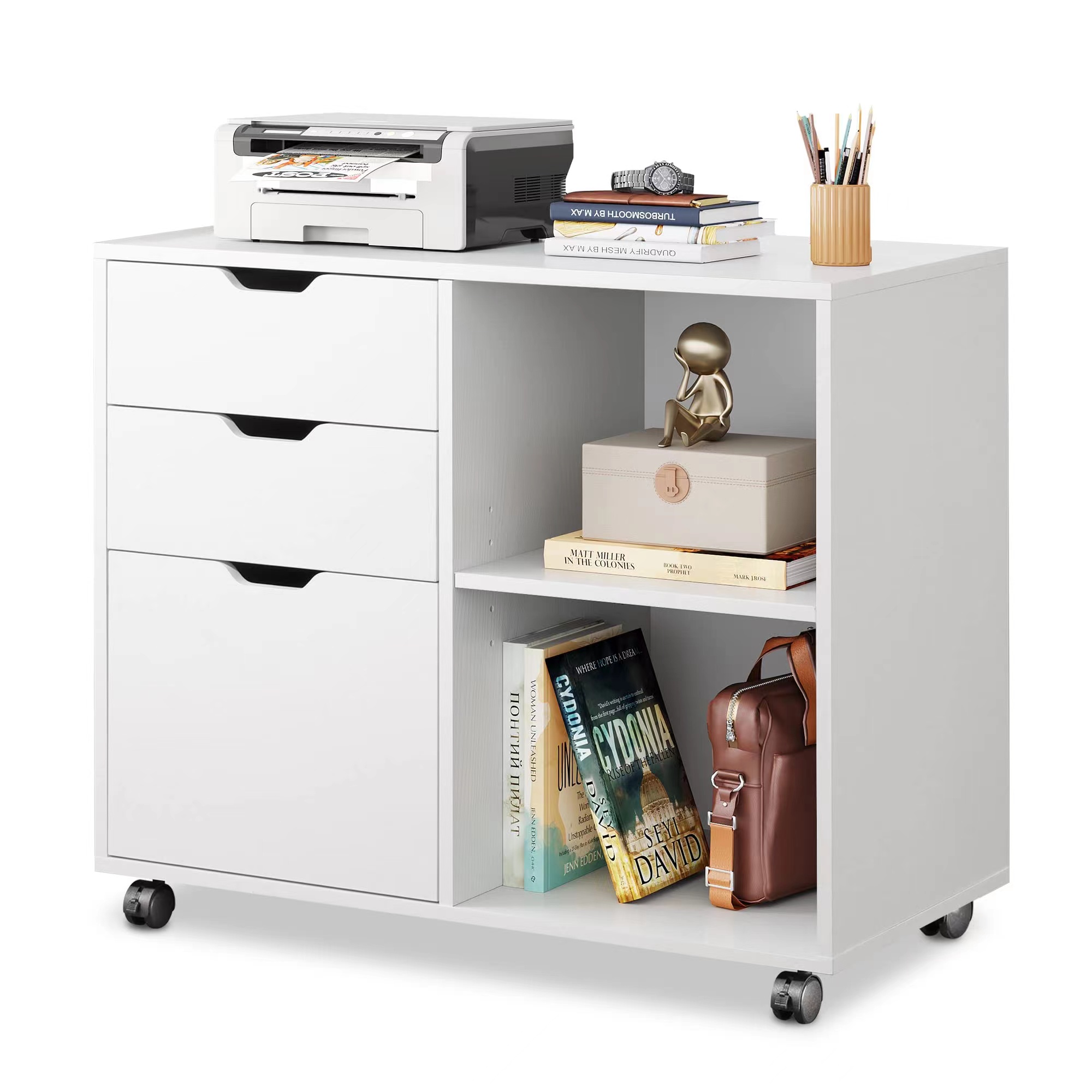 3段引き出し木製ファイルキャビネット、可動式横型ファイリング - File Cabinet Lateral のレビューと価格