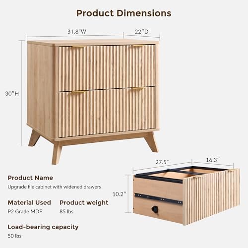 2段引き出しファイルキャビネット、31.8インチの溝付き横型 - File Cabinet Lateral のレビューと価格